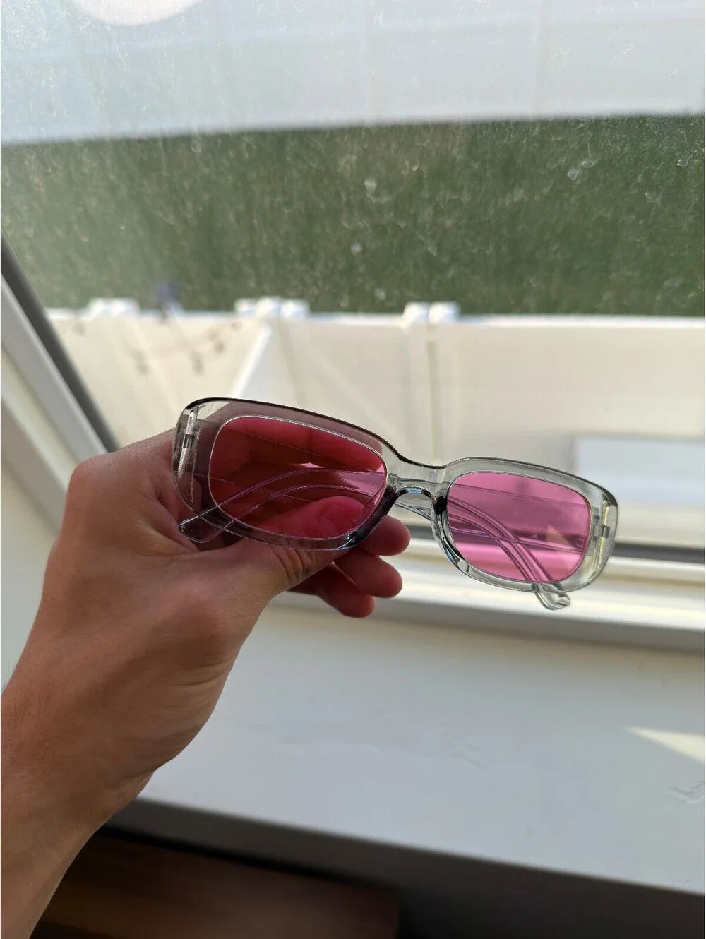 Gray Translucent Pink Sunglasses A-93